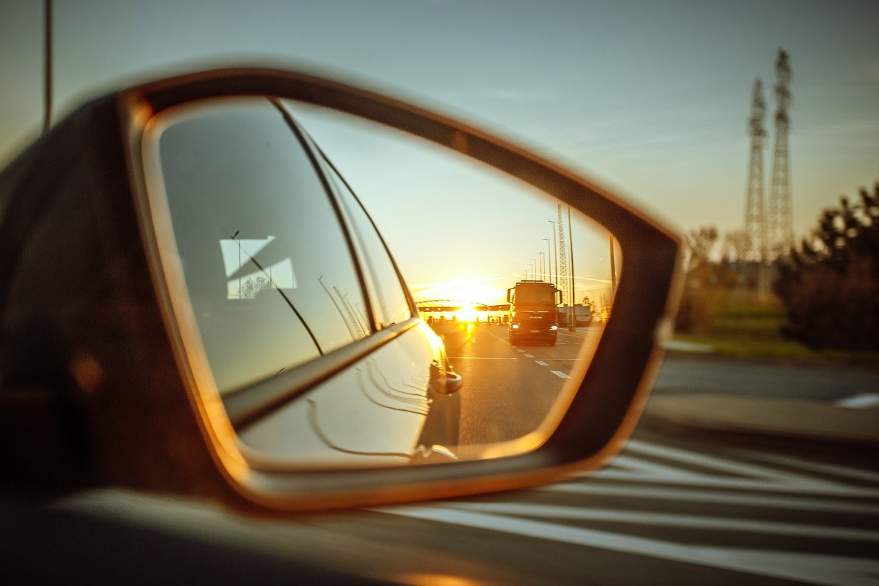car, travel, transport, the vehicle, the sun, mirror, nature, sun, sky, twilight, poland, west, car wallpapers, route, way, the rays, auto, view, highway, tourism, expedition, horizontal, traffic, on the way, reflection